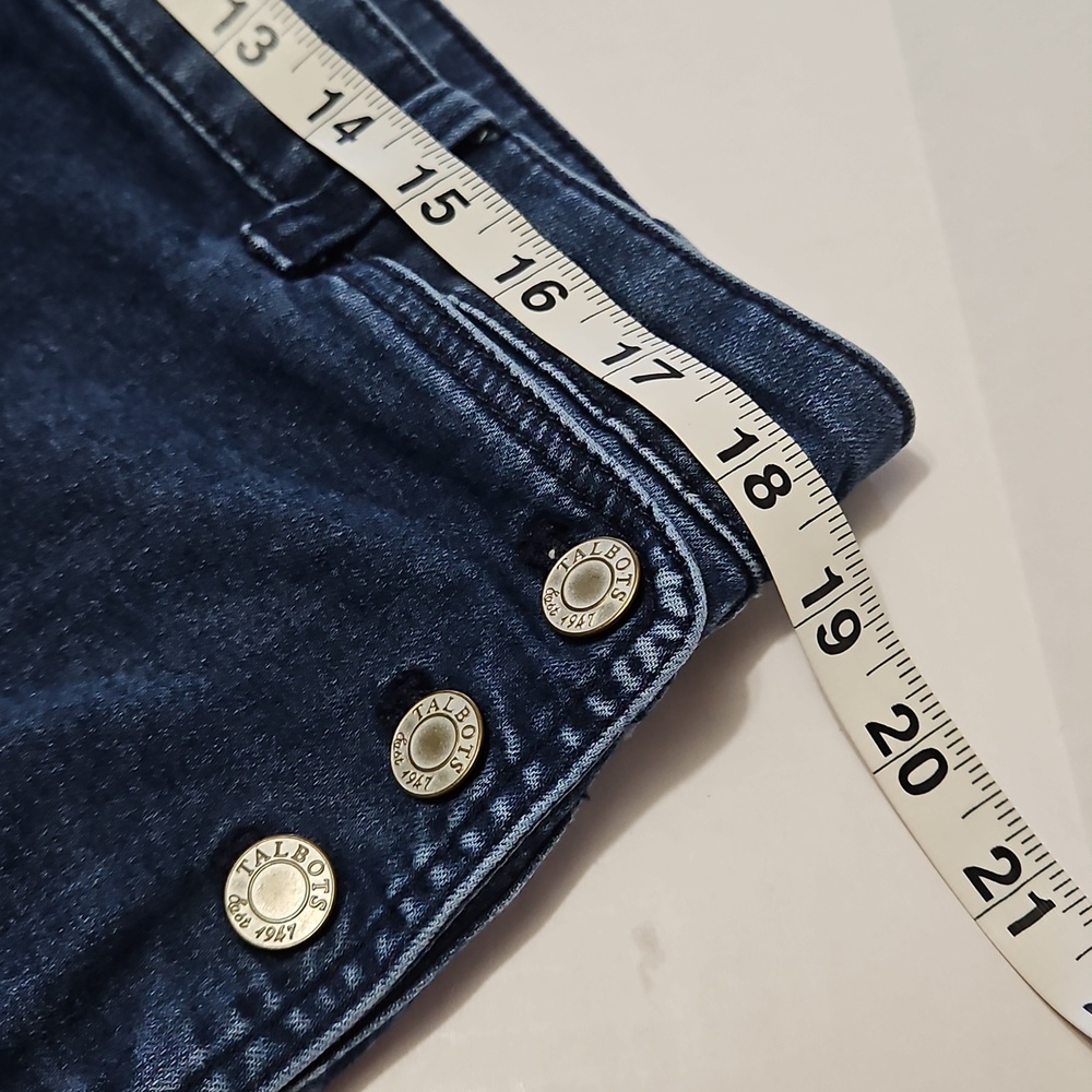 Talbots Navy Blue Capri Cropped Button Pockets-Accent Jeans Size 16 - Picture 7 of 13